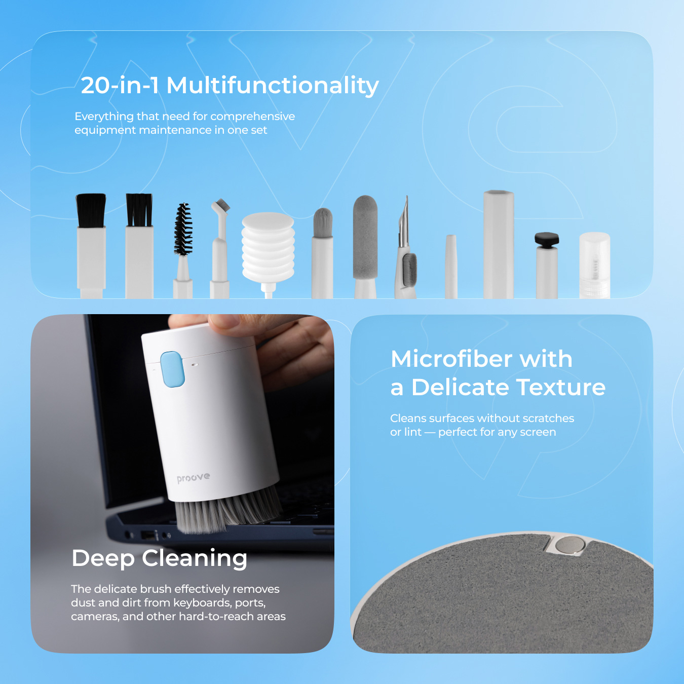 Набір для чищення гаджетів та електроніки PROOVE Mr. Cleaner 20-in-1