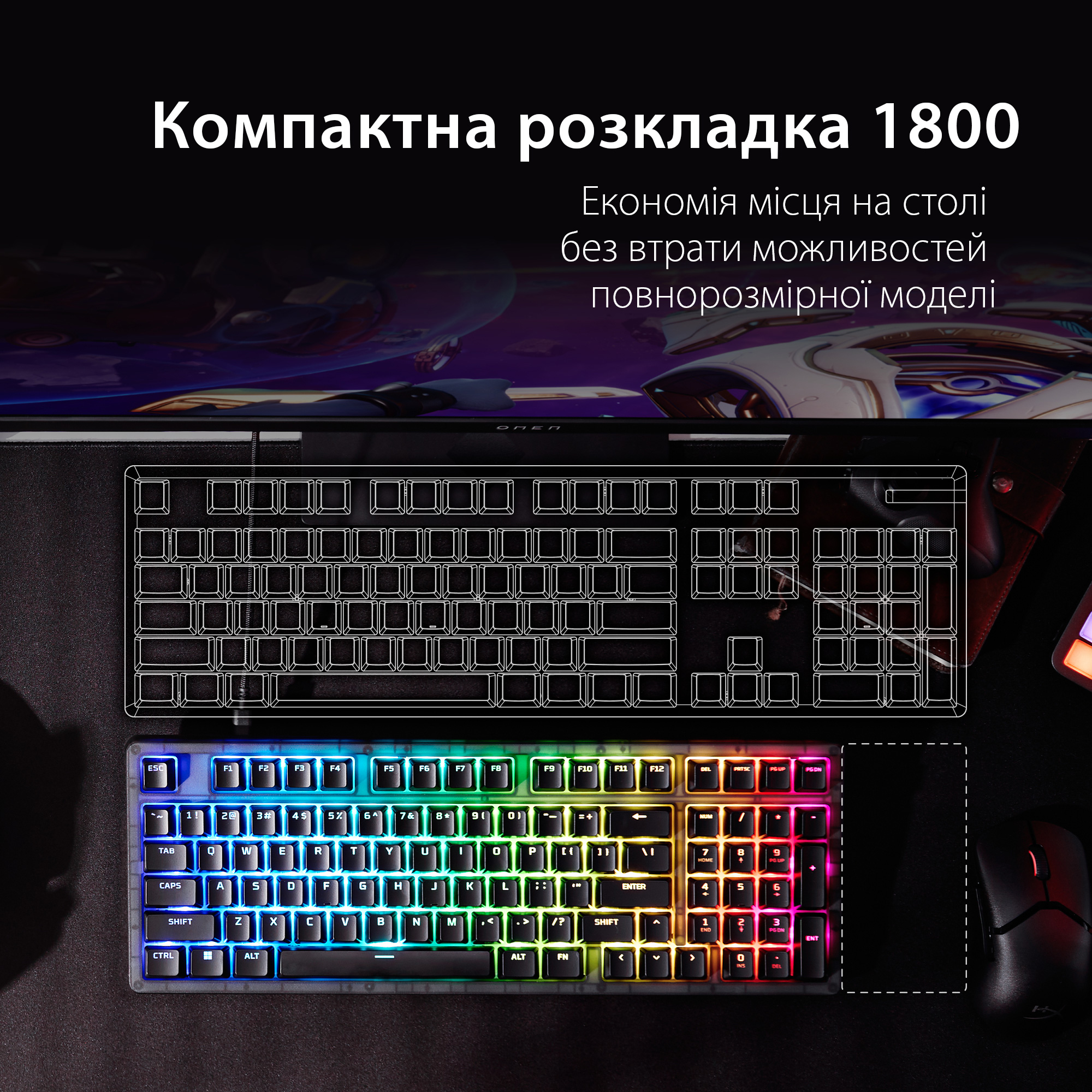 Клавіатура HYPERX Origins 2 1800 Red Switch (B4QS4AA)