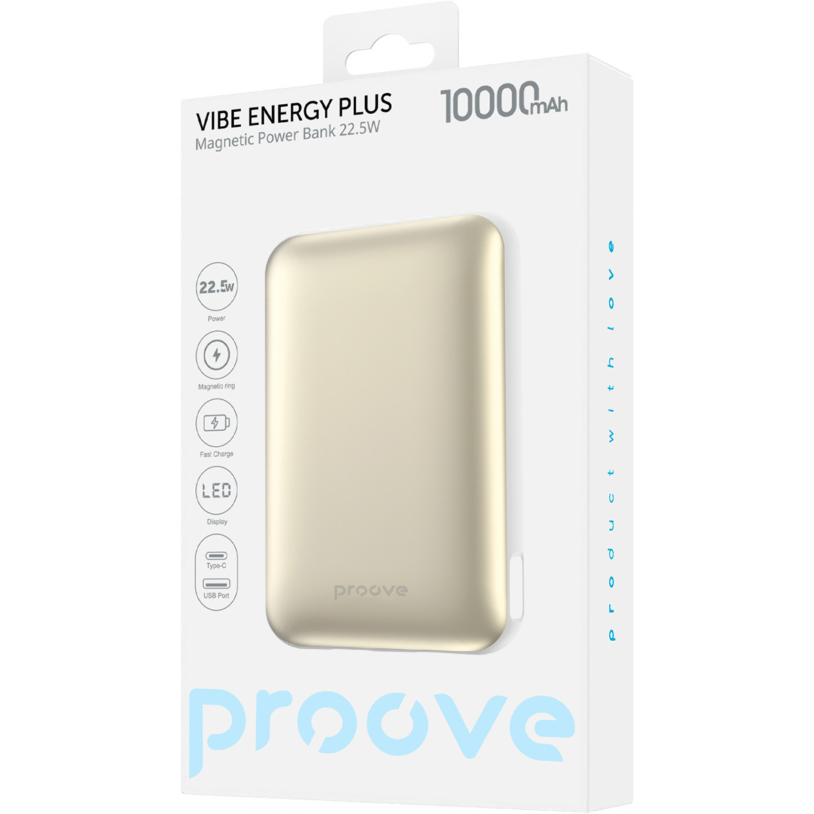 Повербанк PROOVE Vibe Energy Plus 22.5W 10000mAh White/Gold