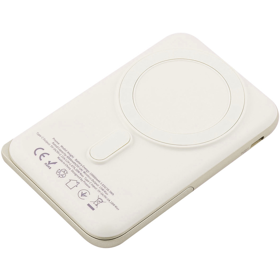Повербанк з бездротовою зарядкою PROOVE Knight 20W 10000mAh Beige