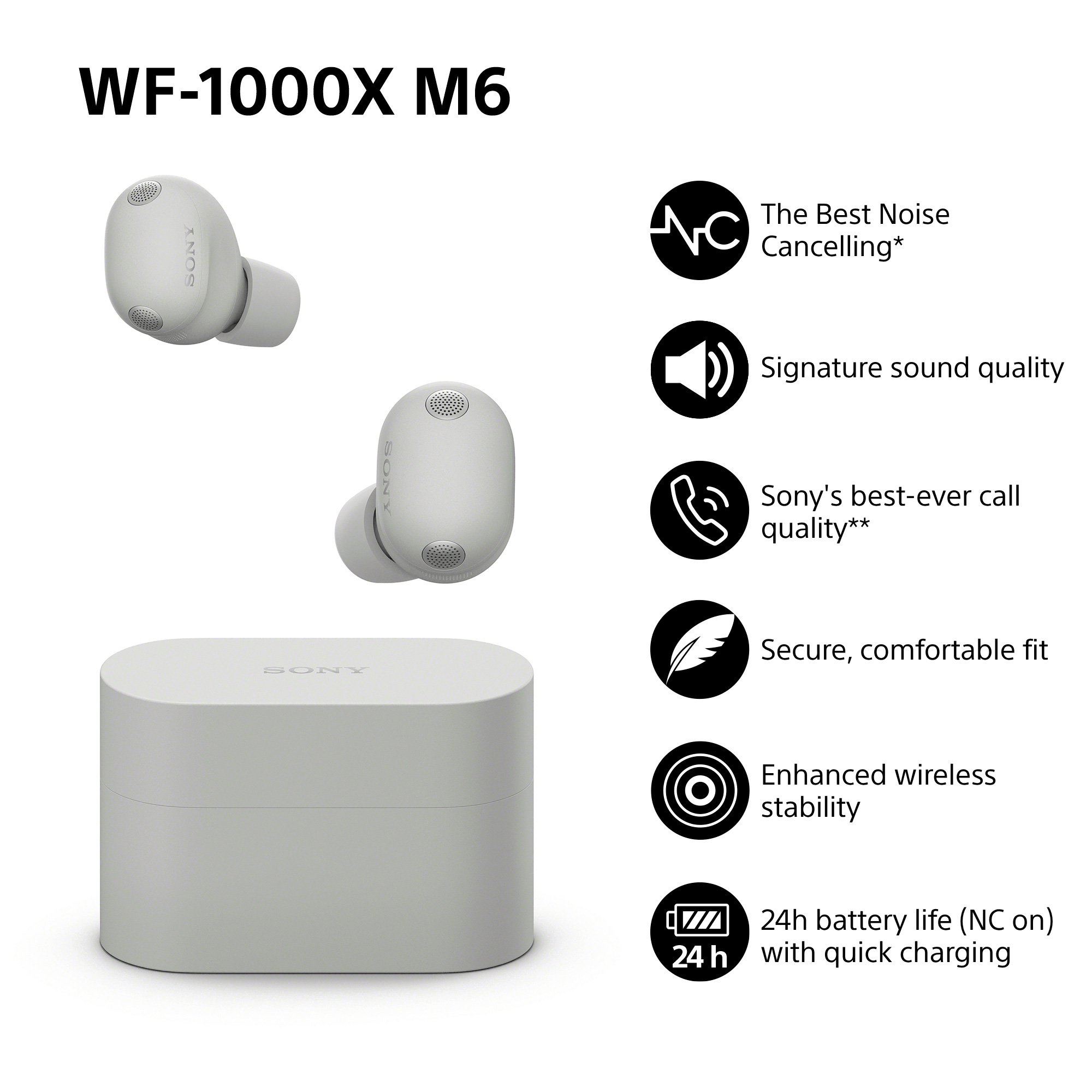 Навушники SONY WF-1000XM6 Platinum Silver (WF1000XM6S.CE7)