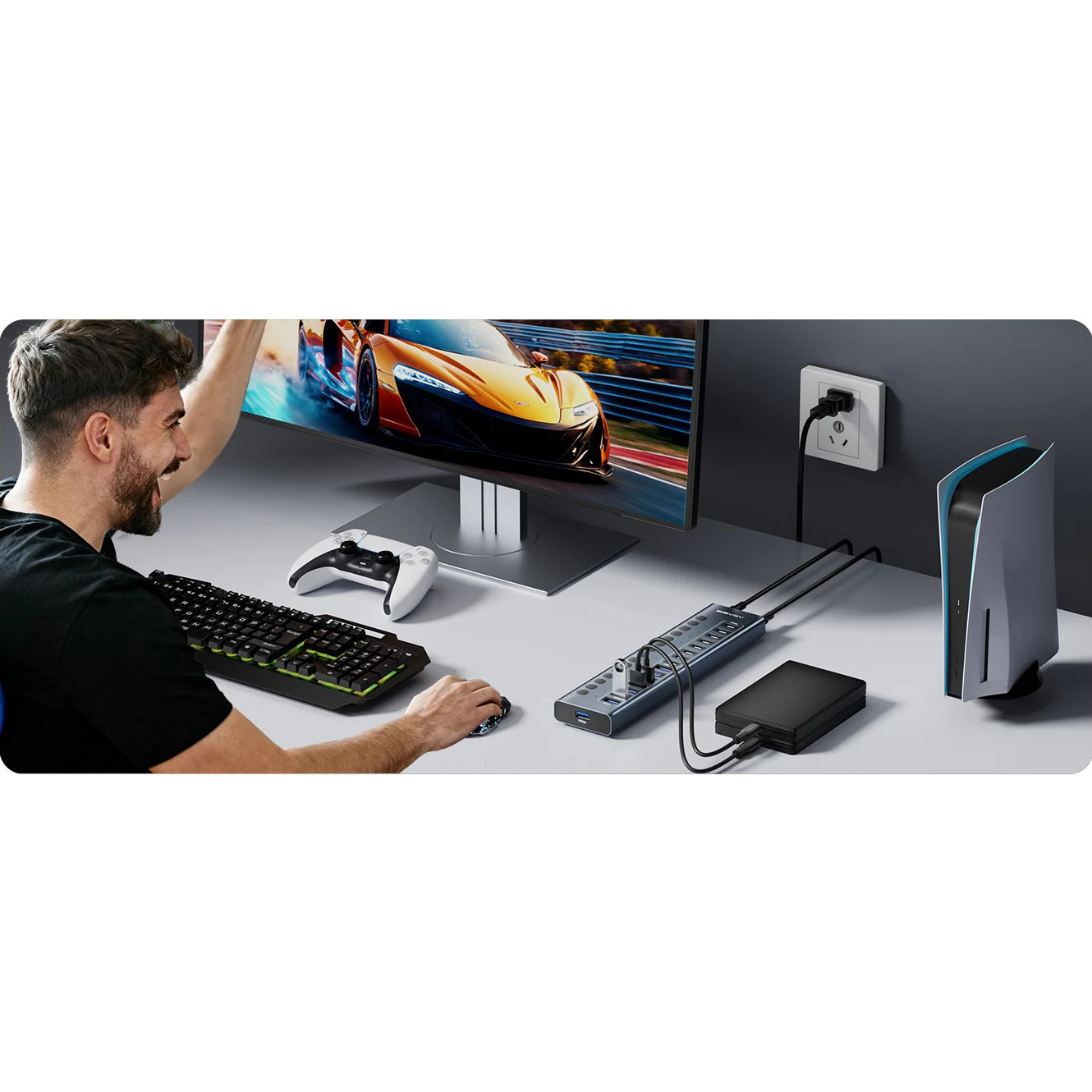 USB-хаб с выключателями ACASIS HB16 Pro USB-C/A to 8xUSB-C3.2, 8xUSB-A3.2