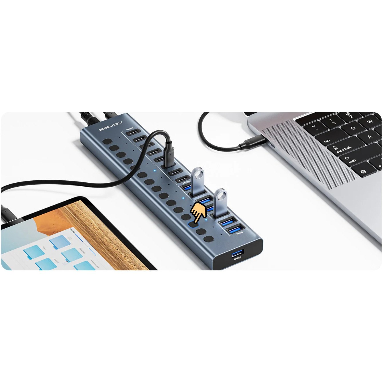 USB-хаб с выключателями ACASIS HB16 Pro USB-C/A to 8xUSB-C3.2, 8xUSB-A3.2