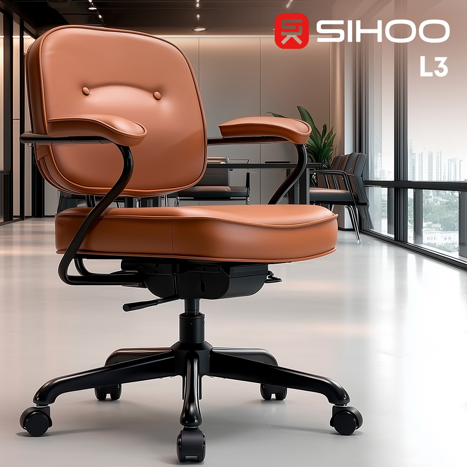 Крісло офісне SIHOO L3 PVC Vintage Brown