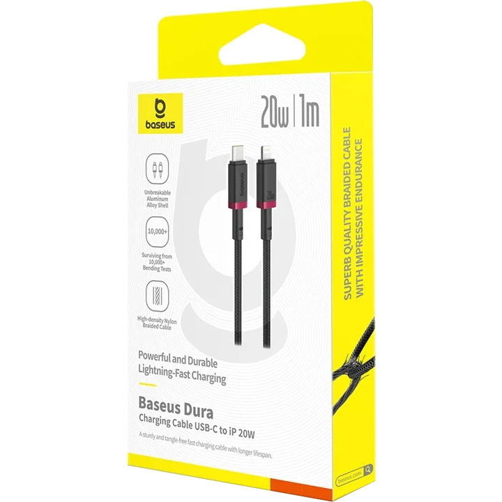 Кабель BASEUS Dura Series Fast Charging Cable Type-C to Lightning 20W 1м Black/Red (P10377800U01-01)