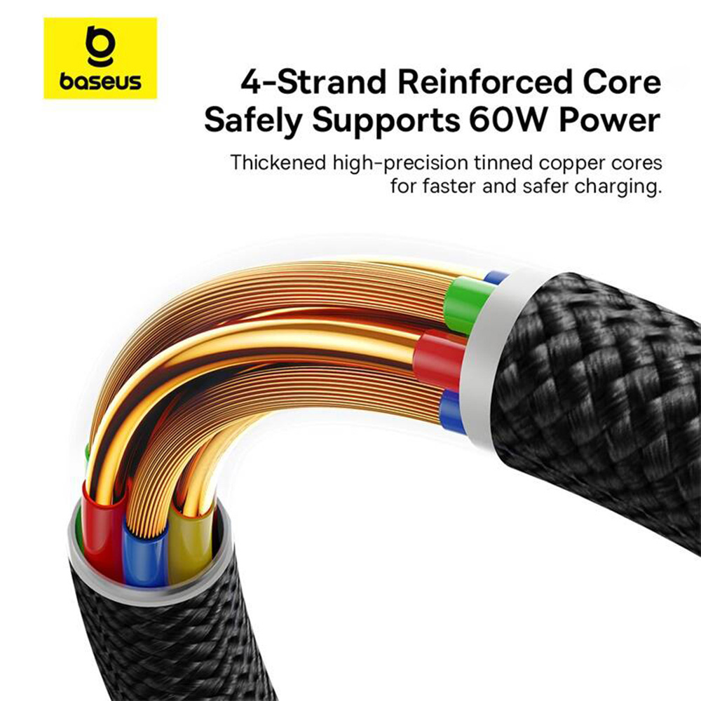 Кабель BASEUS Dura Series Fast Charging Cable USB-A to Type-C 60W 1м Black/Gold (P10377802U01-00)
