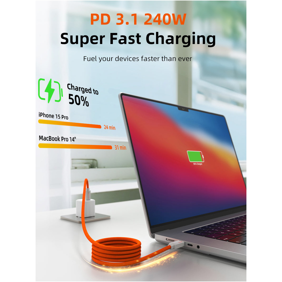 Кабель CABLETIME USB2.0 CM/CM 240W Magnetic Coil 1м Black (CU4BH)