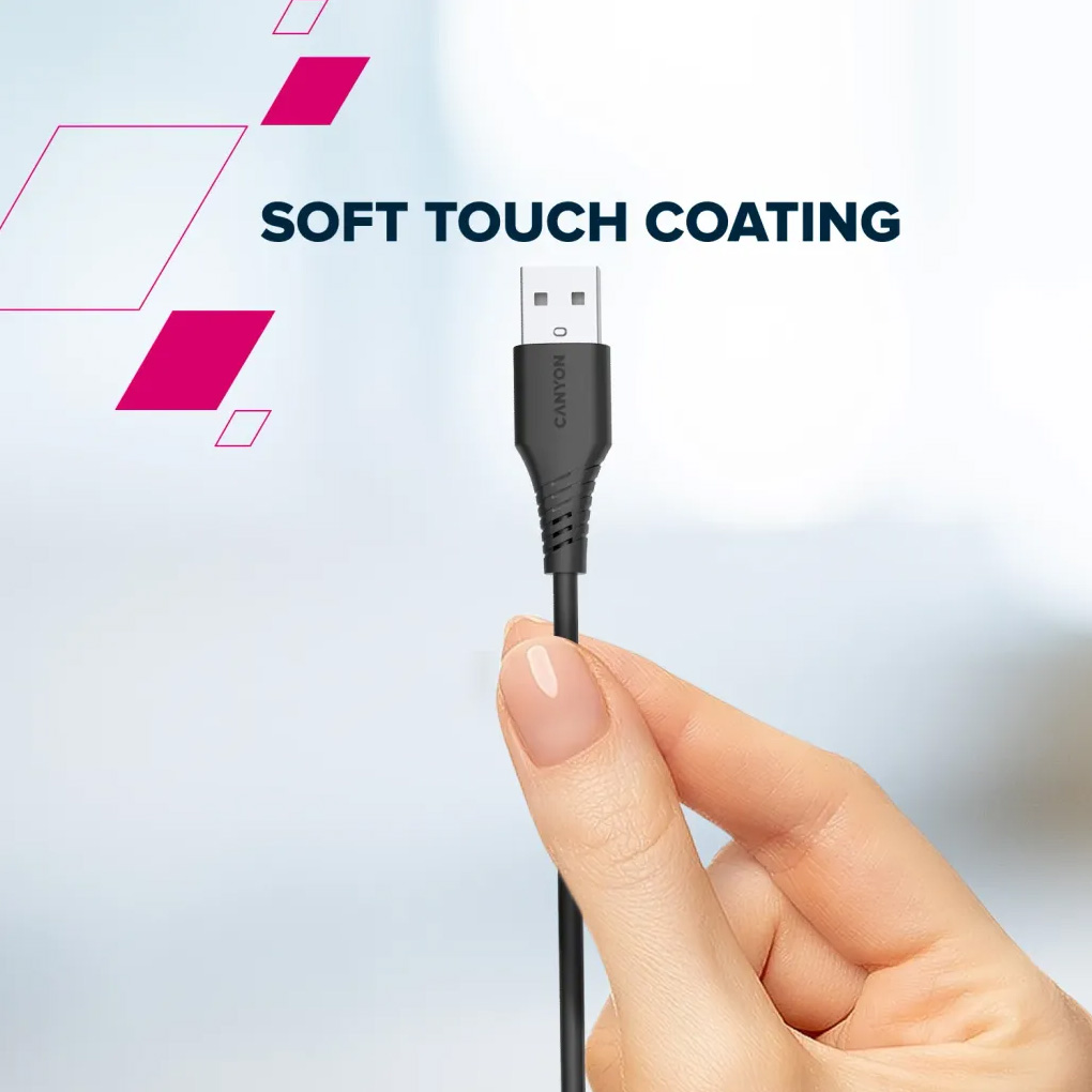 Кабель CANYON OnWire 18TP USB-A to USB-C 18W 2м Black (CNS-AC18SC20B)