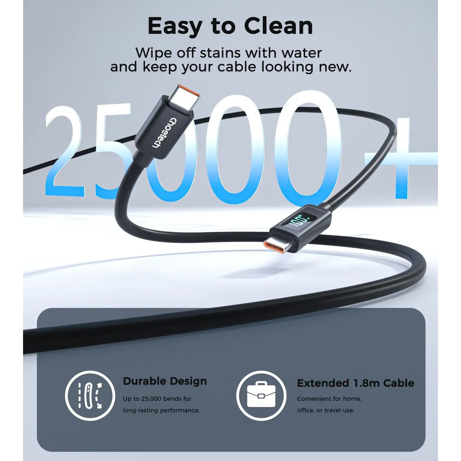 Кабель CHOETECH XCC-1064 USB-C to USB-C 100W 1.2м Black