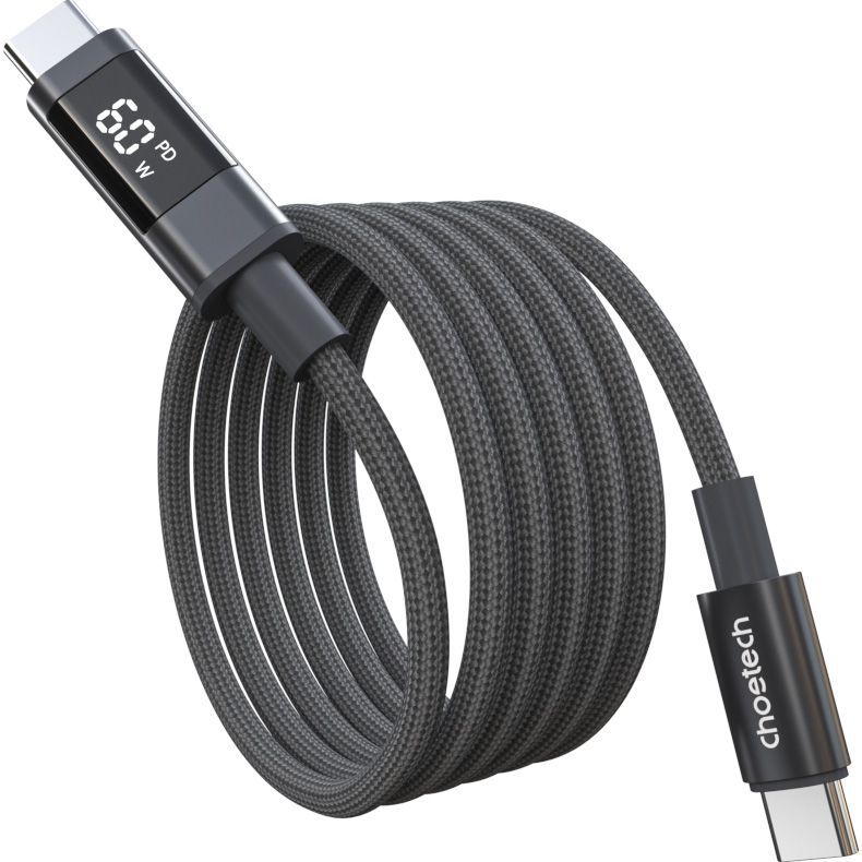 Кабель CHOETECH XCC-1068 USB-C to USB-C PD60W 1.2м Gray (XCC-1068-GY)