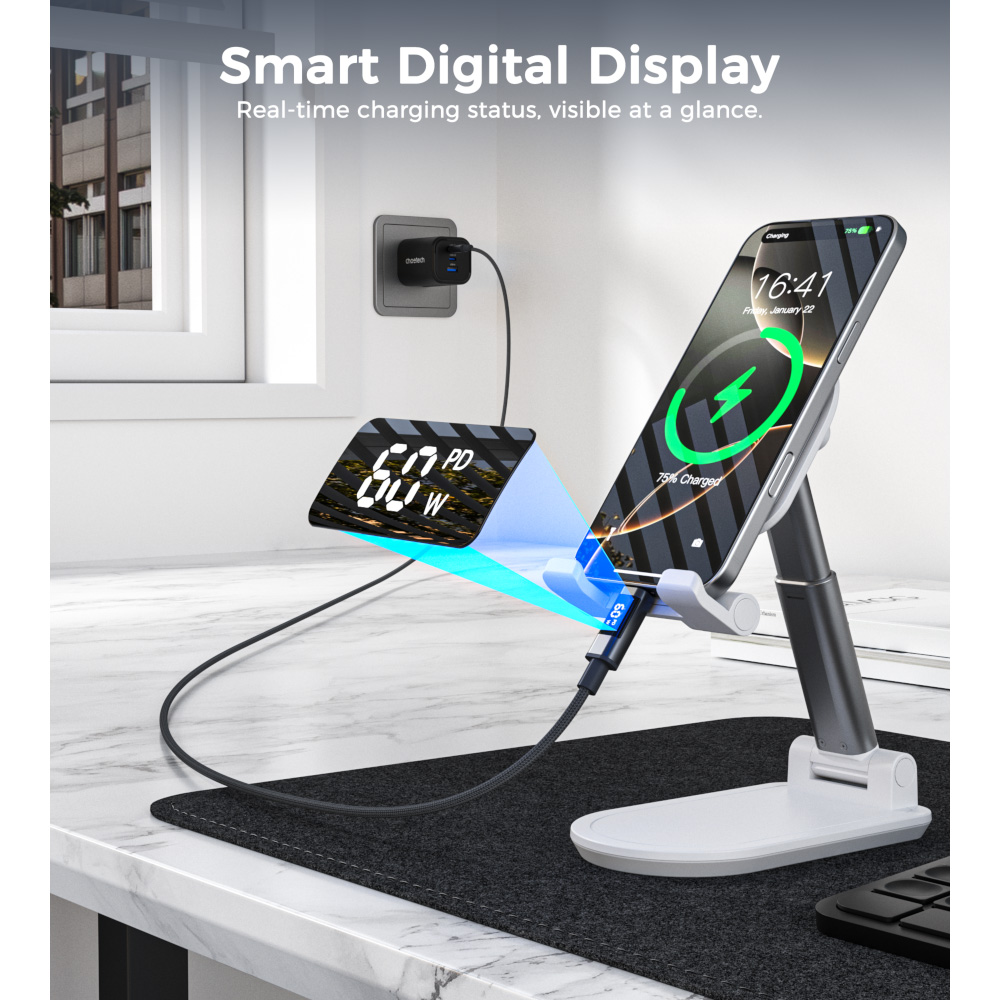 Кабель CHOETECH XCC-1068 USB-C to USB-C PD60W 1.2м Gray (XCC-1068-GY)
