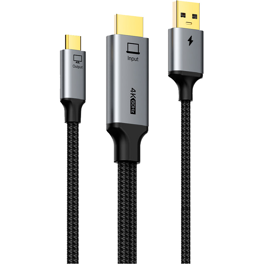 Кабель CABLETIME USB-C - HDMI/USB-A 2м Black/Gray (CC18L)