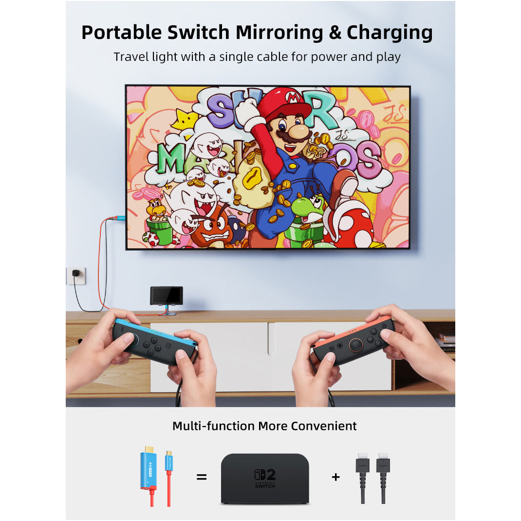Кабель CABLETIME 4K 144Hz PD 100W USB-C to HDMI/USB-C 2м Black/Red (CC26L)