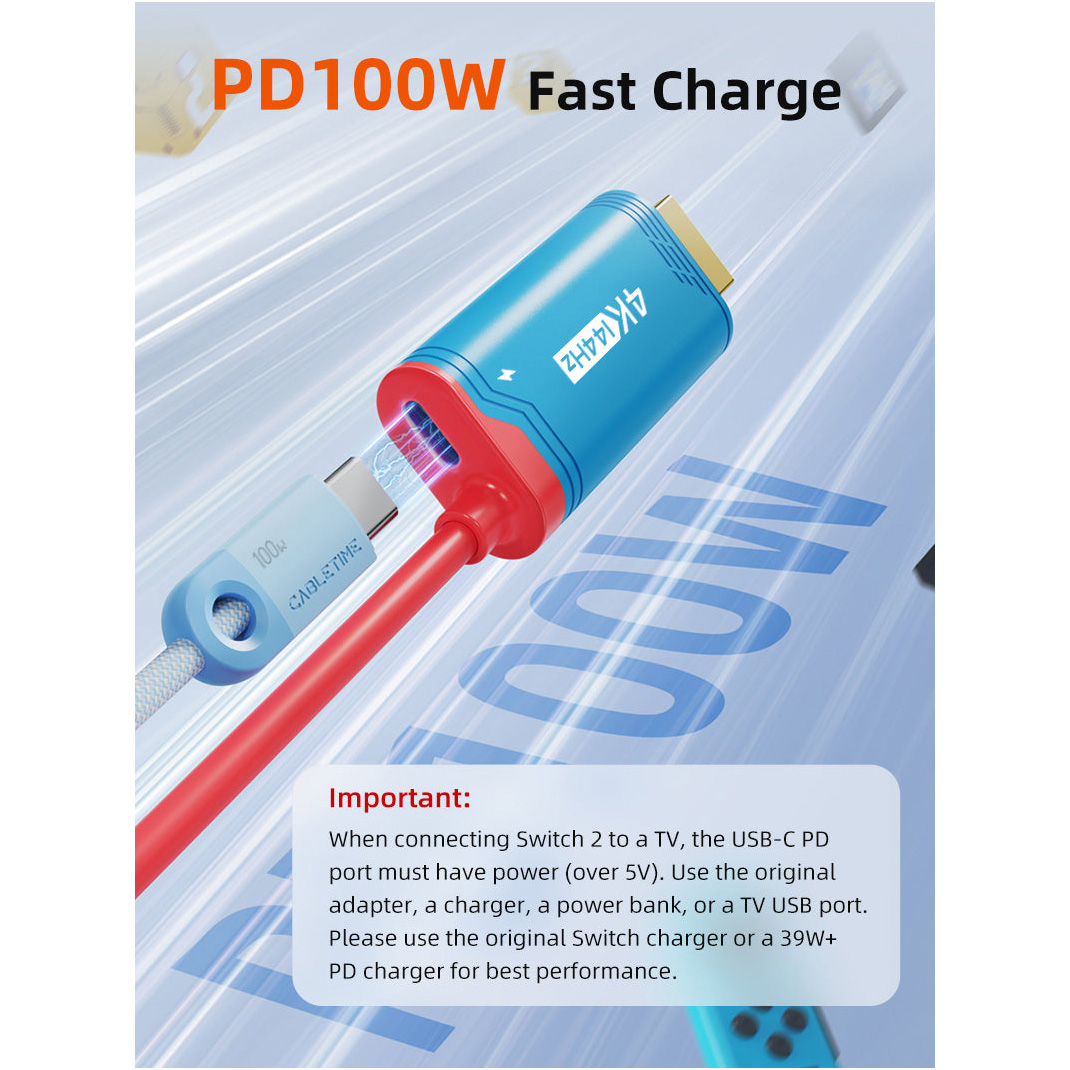 Кабель CABLETIME 4K 144Hz PD 100W USB-C to HDMI/USB-C 2м Black/Red (CC26L)