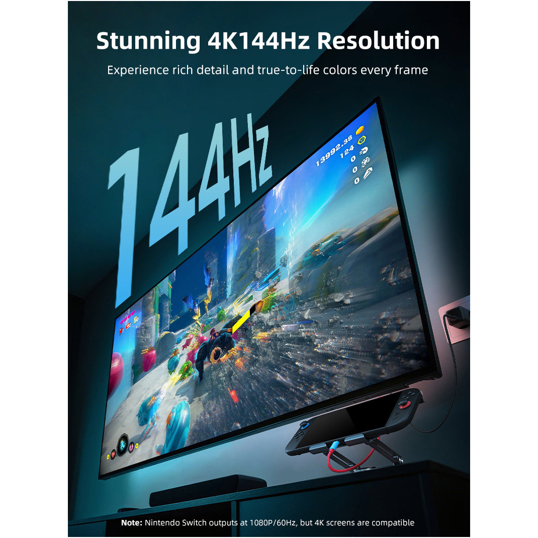 Кабель CABLETIME 4K 144Hz PD 100W USB-C to HDMI/USB-C 2м Black/Red (CC26L)