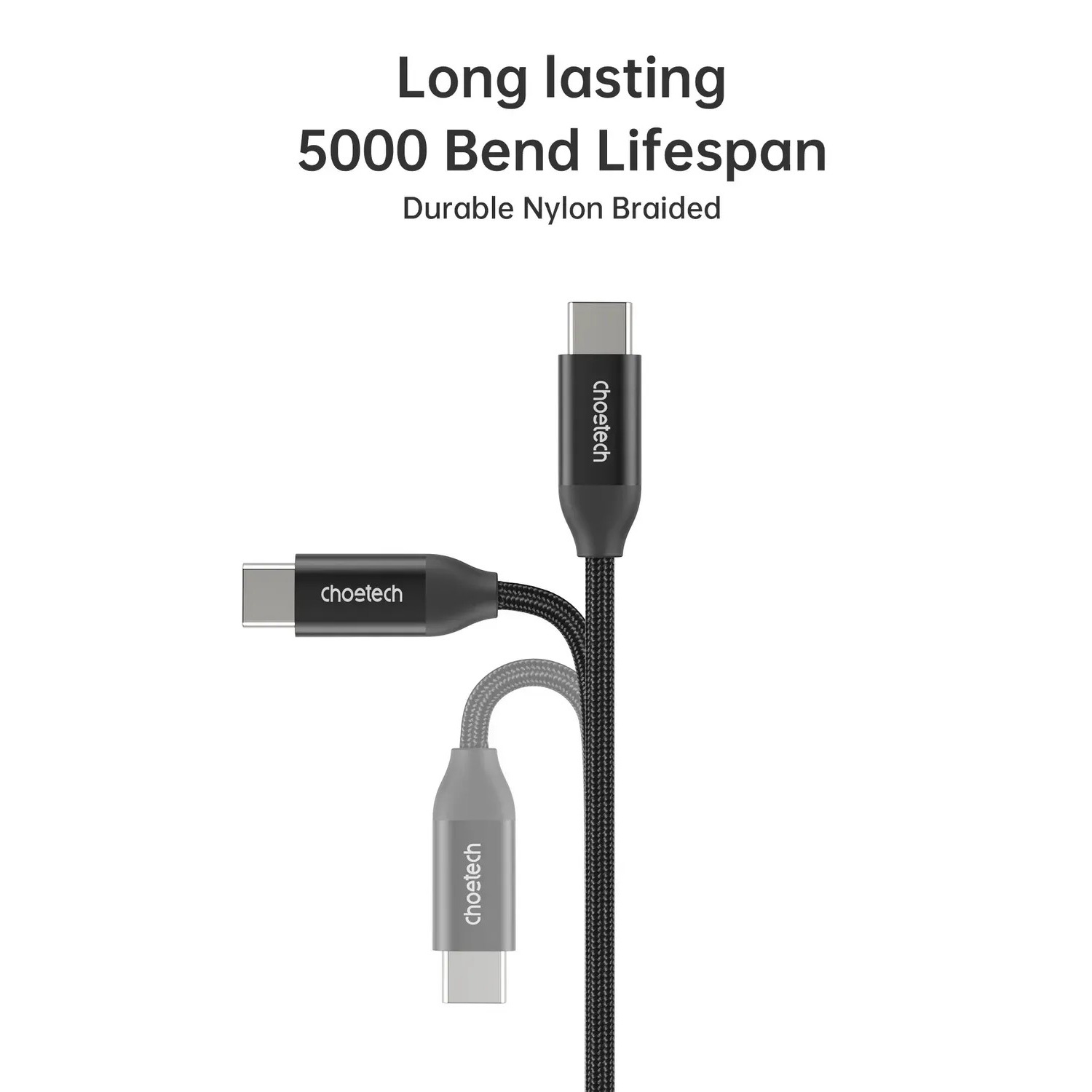 Комплект з 2 кабелів CHOETECH XCC-1060 USB-C to USB-C PD3.1 240W 1m/2m Black