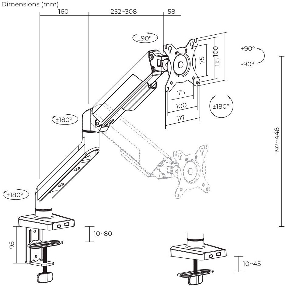 Настольное крепление для монитора ITECH LDT117-C012E 17"-40" Black