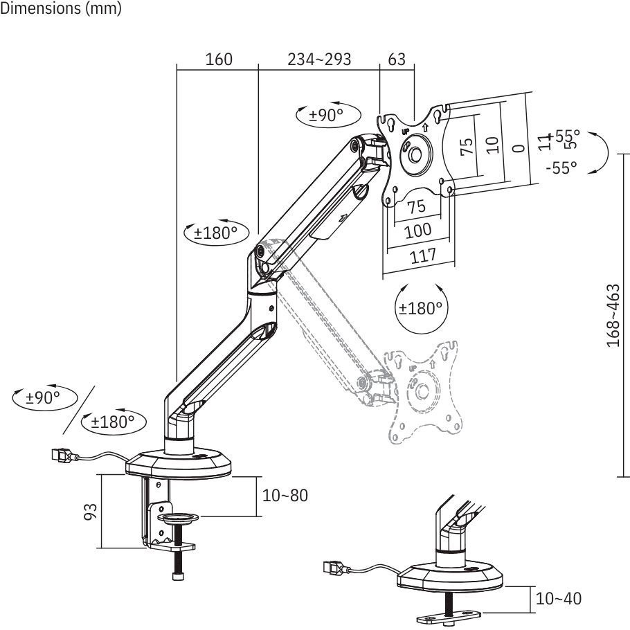 Настольное крепление для монитора ITECH LDT63-C012GL 17"-32" Orange