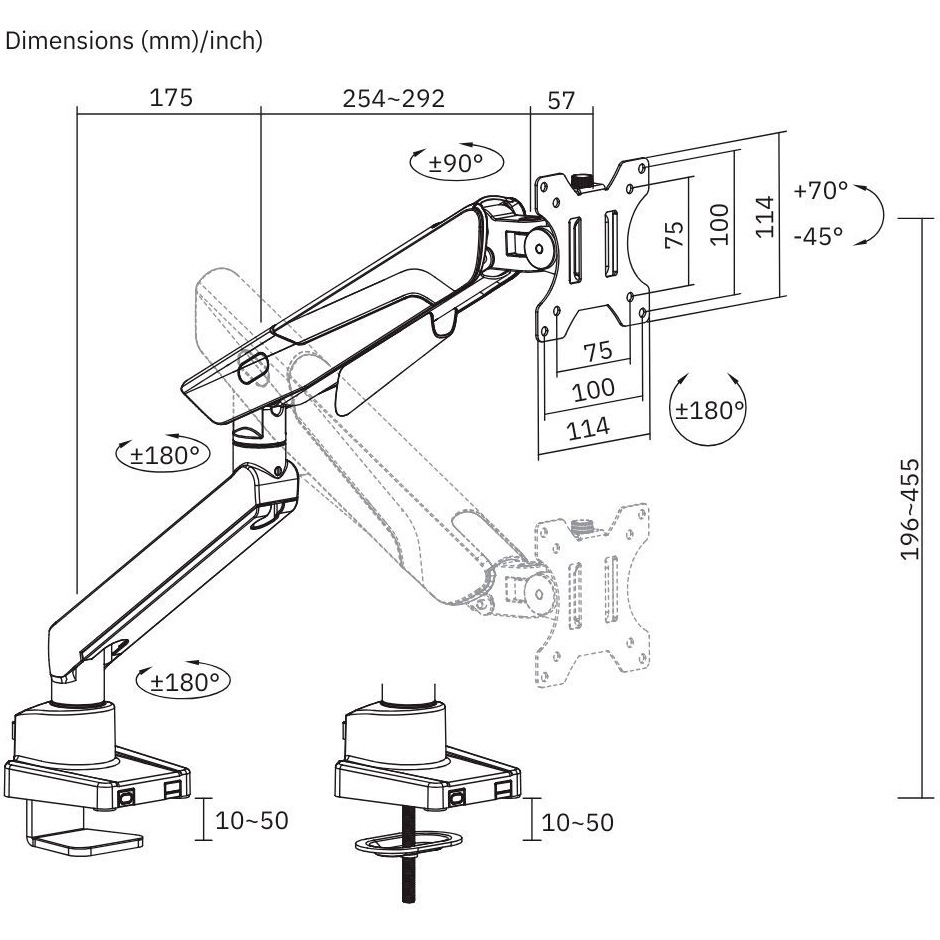 Настільне кріплення для монітора ITECH LDT84-C012-KP01 17"-40" Titanium