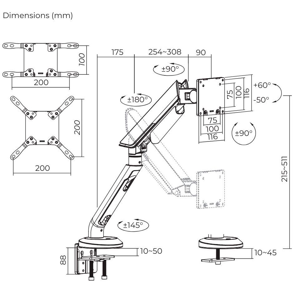 Настольное крепление для монитора ITECH LDT96-C012 24"-57" White