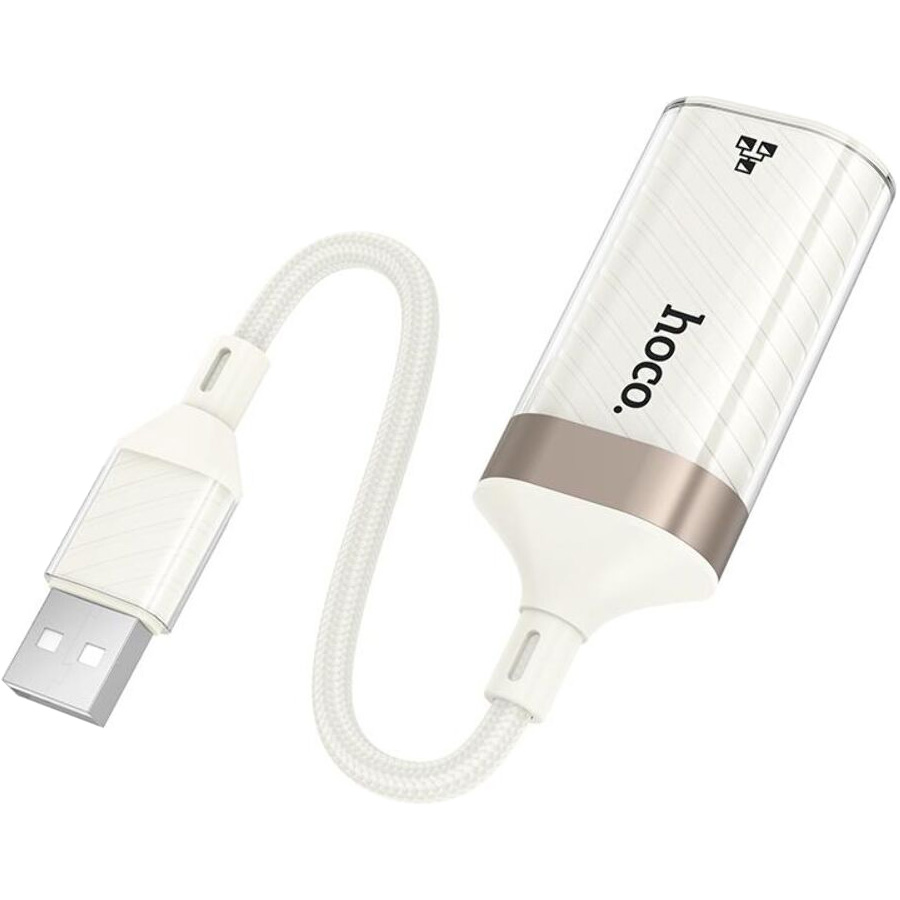Мережевий адаптер HOCO UA41 Crystal USB OTG Ethernet Adapter White/Gold