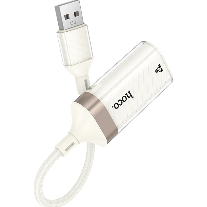 Мережевий адаптер HOCO UA41 Crystal USB OTG Ethernet Adapter White/Gold