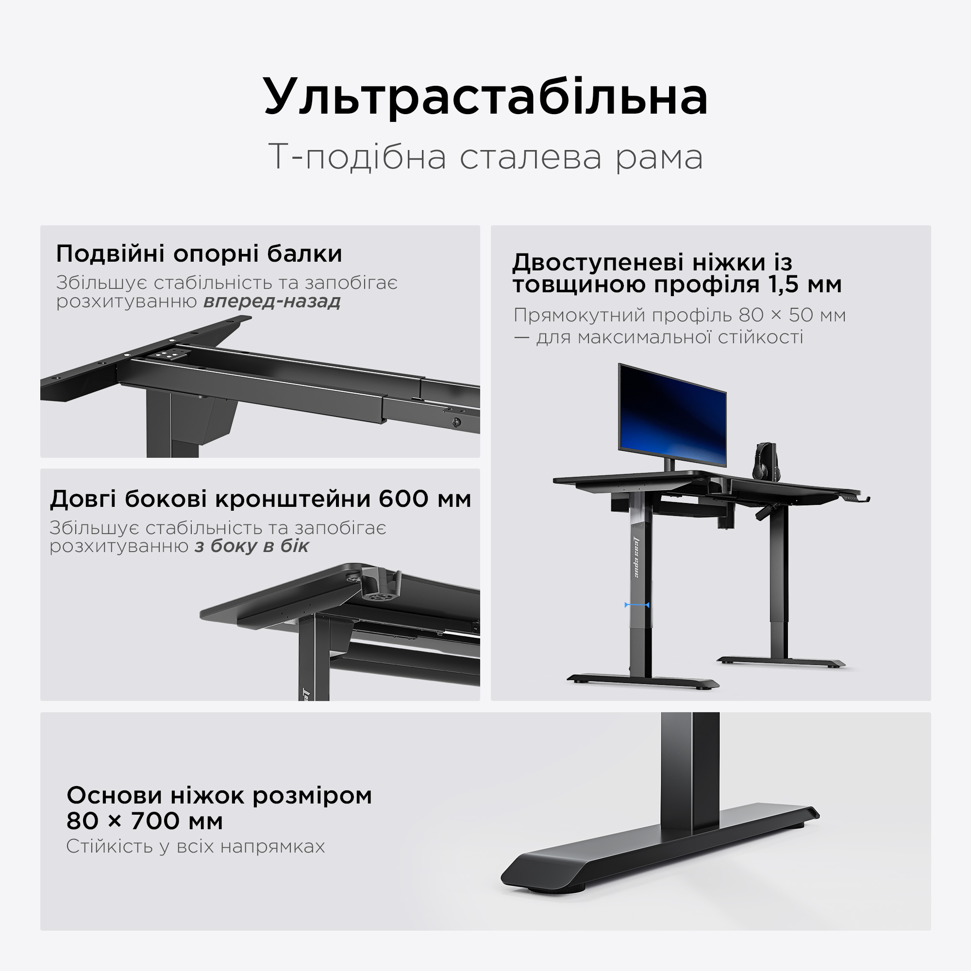 Компьютерный стол с электрорегулировкой высоты ANDA SEAT Xtreme Pro Black