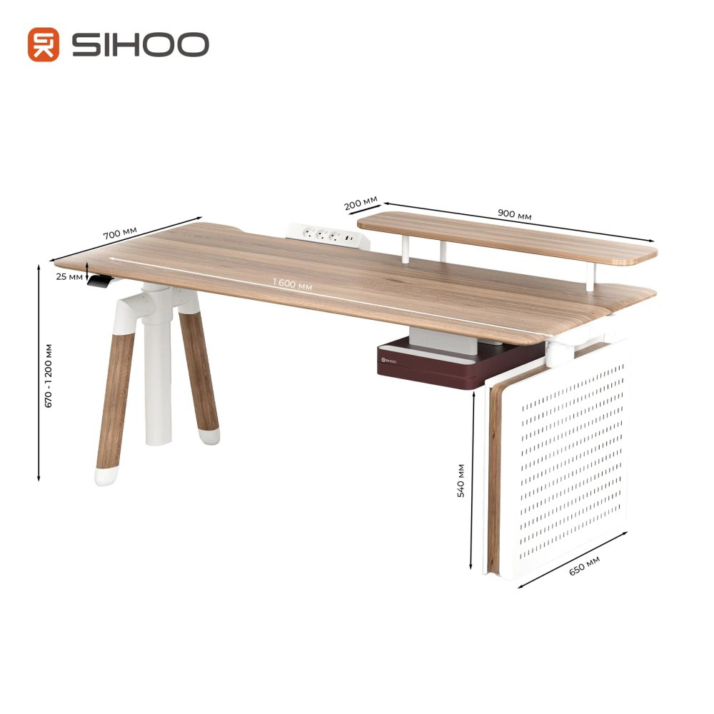 Компьютерный стол с электрорегулировкой высоты SIHOO D07 1.6m Maple/White