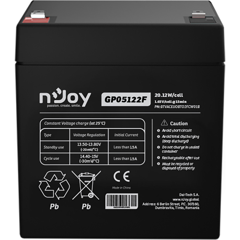 Акумуляторна батарея NJOY GP05122F (12В, 5Агод) (BTVACEUOBTO2FCW01B)