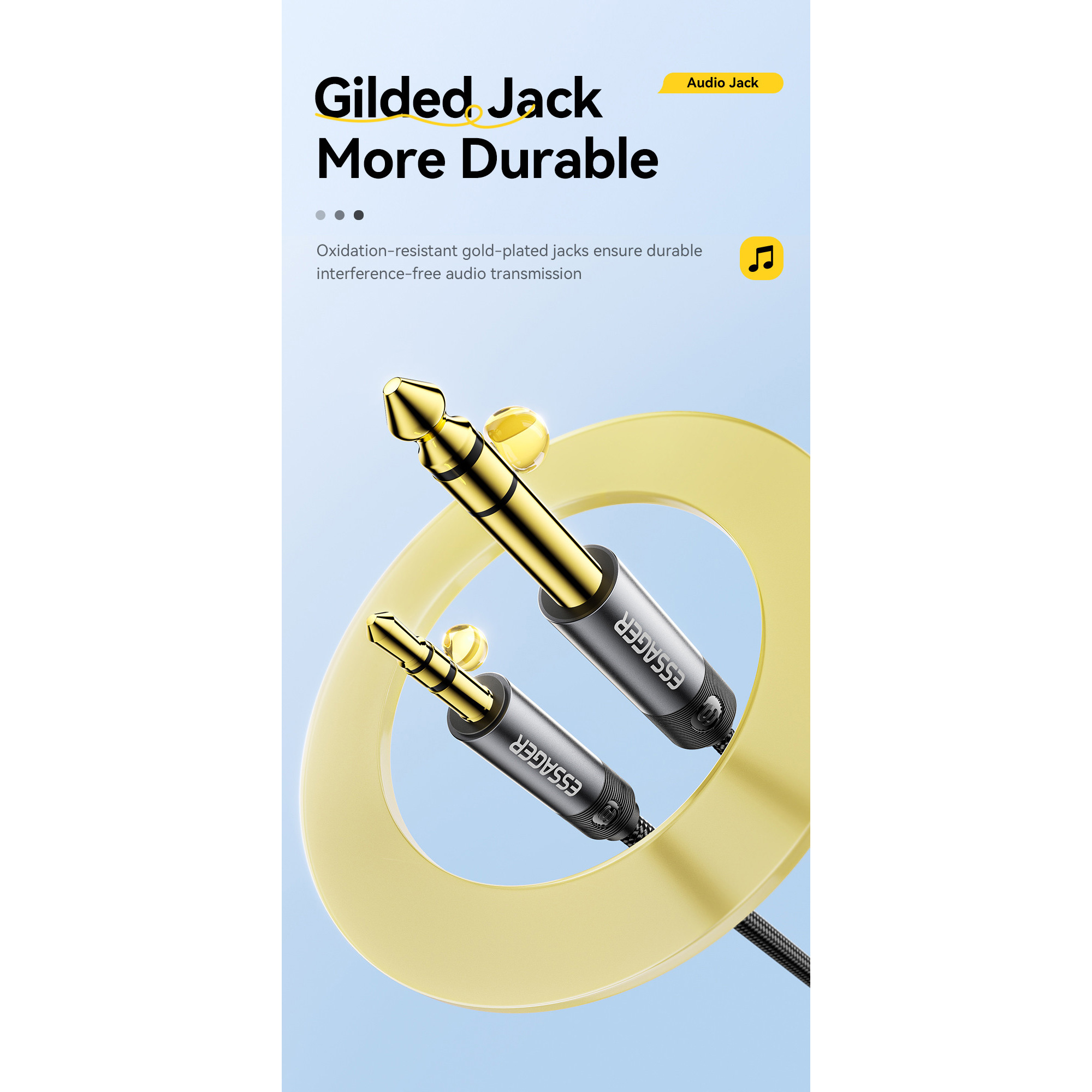 Кабель ESSAGER AUX mini-jack 3.5 mm - jack 6.35 mm 1.2м Gray