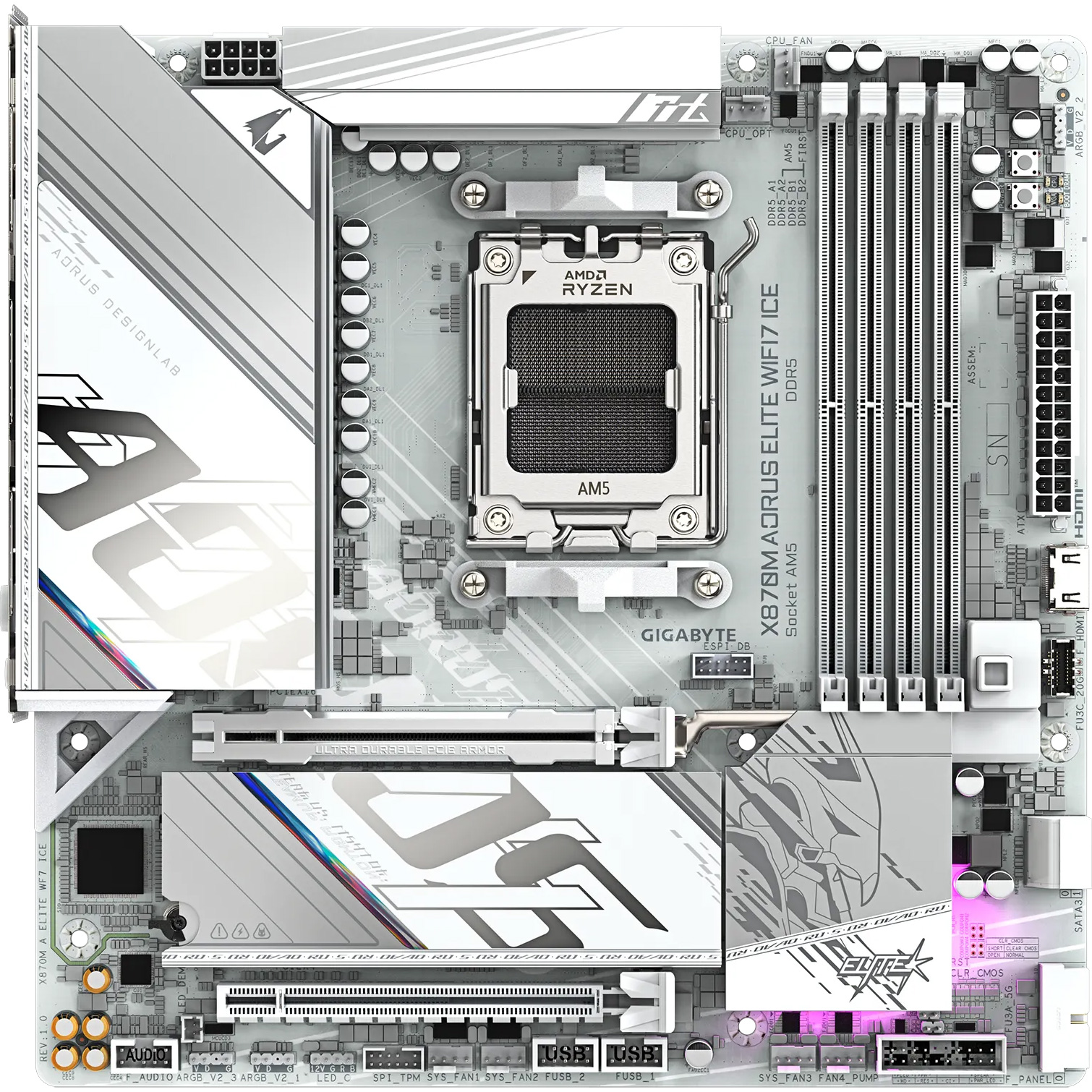 Материнская плата Gigabyte AORUS X870M Elite WiFi7 Ice