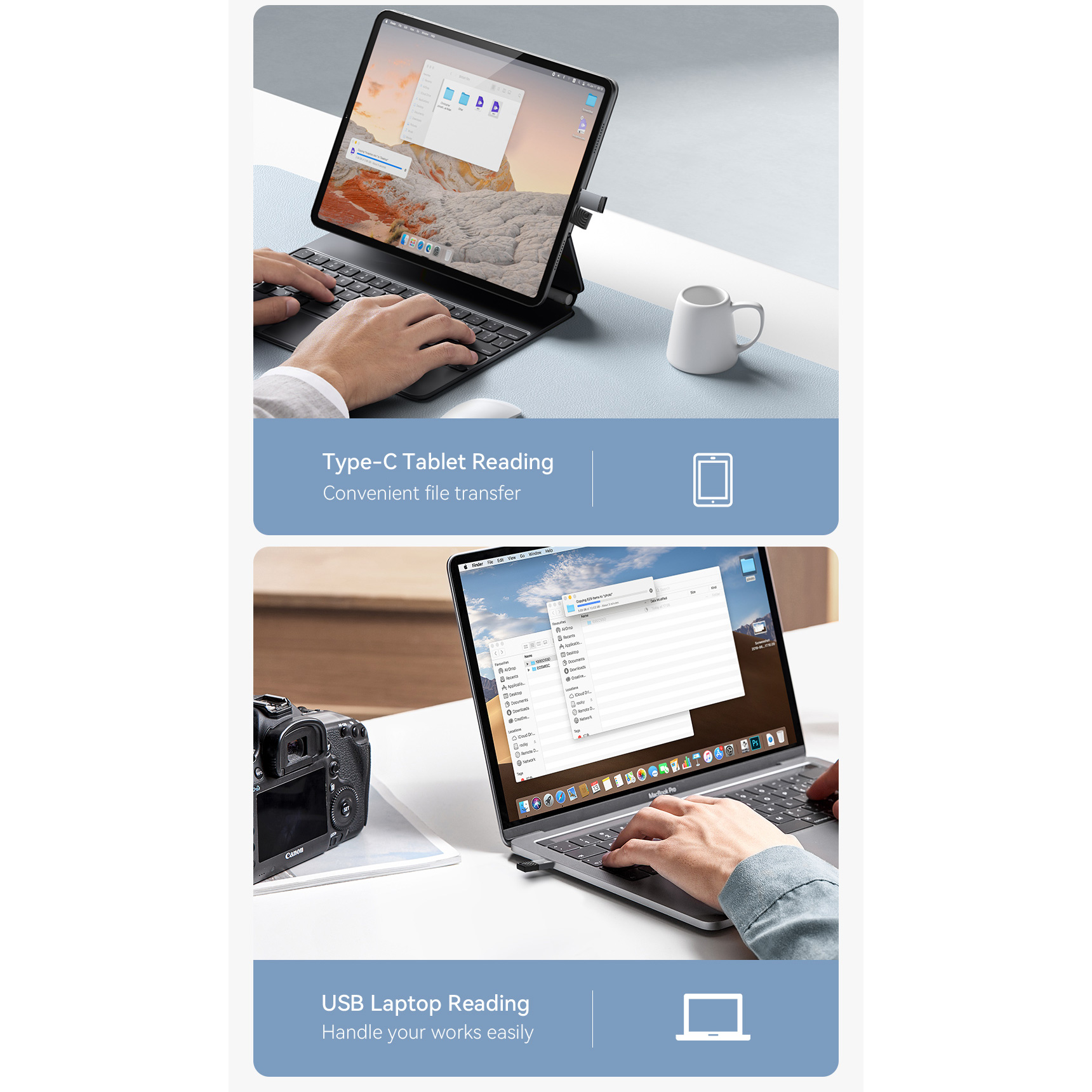 Кардрідер ESSAGER 2-in-1 USB 2.0 Type-C & USB-A to TF/MicroSD