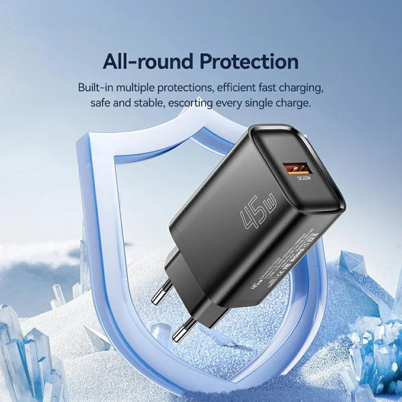 Зарядний пристрій ESSAGER Flash Charger 45W USB-A Black (ECT45W-RPB01-Z)