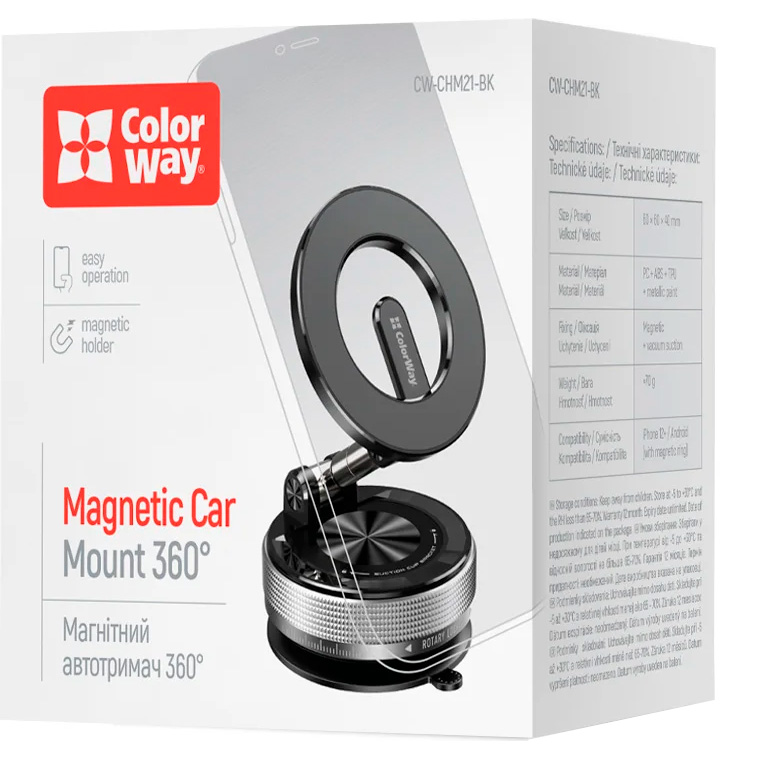 Автодержатель для смартфона COLORWAY MagSafe 360° (CW-CHM21-BK)