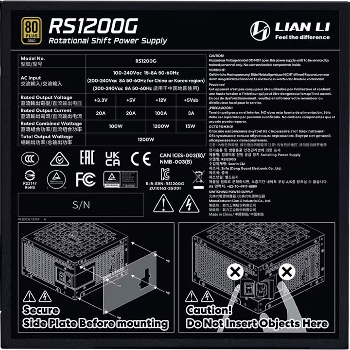 Блок живлення 1200W LIAN LI RS Gold 1200 with Hub Black