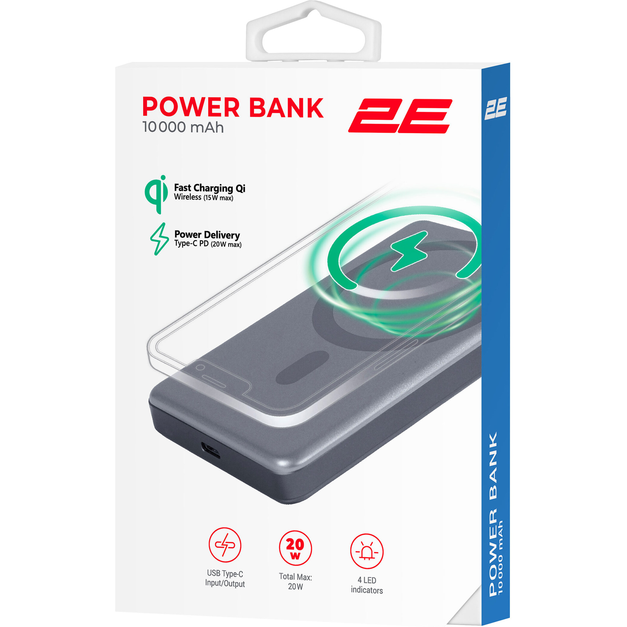 Повербанк с беспроводной зарядкой 2E PB1011 Slim Wireless QI 20W 10000mAh Gray