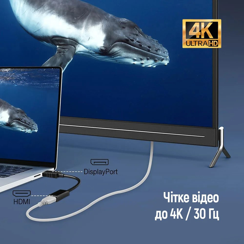 Адаптер COLORWAY DisplayPort - HDMI Black