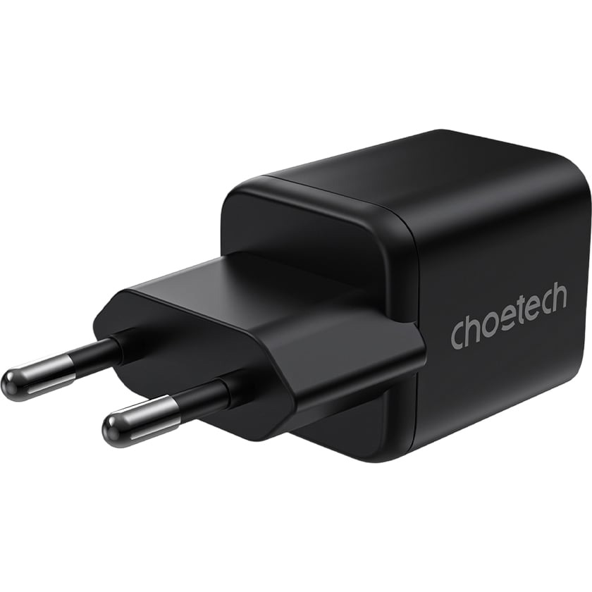 Зарядний пристрій CHOETECH PD5012 30W 1xUSB-C,1xUSB-A PD3.0, QC3.0 GAN Wall Charger Black