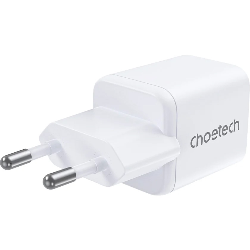 Зарядний пристрій CHOETECH PD5012 30W 1xUSB-C,1xUSB-A PD3.0, QC3.0 GAN Wall Charger White