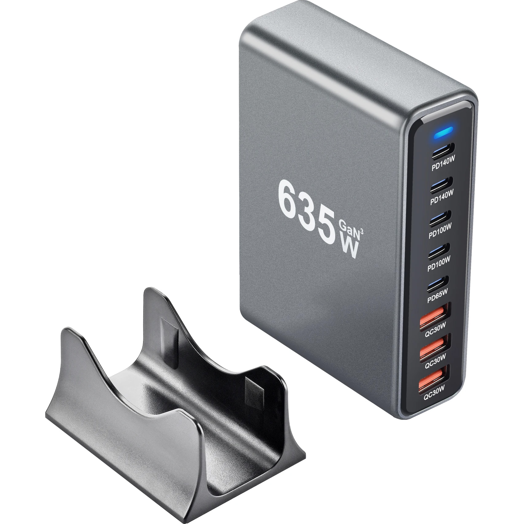 Зарядное устройство XOKO QC-490 5xUSB-C, 3xUSB-A, Gan3 635W Gray (QC-600)