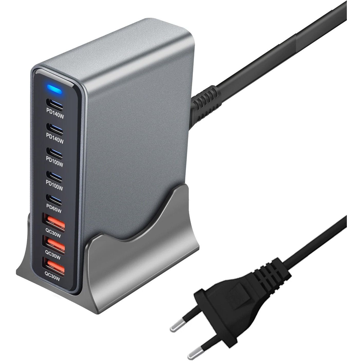 Зарядное устройство XOKO QC-490 5xUSB-C, 3xUSB-A, Gan3 635W Gray (QC-600)
