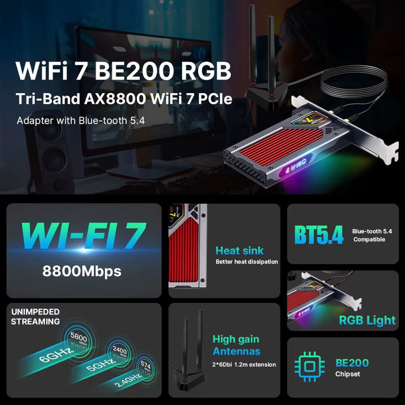 Wi-Fi адаптер FENVI FV-BE8800RGB