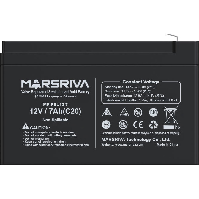 Акумуляторна батарея MARSRIVA AGM Deep-cycle 12V 7Ah (12В, 7Агод) (MR-PBU12-7)