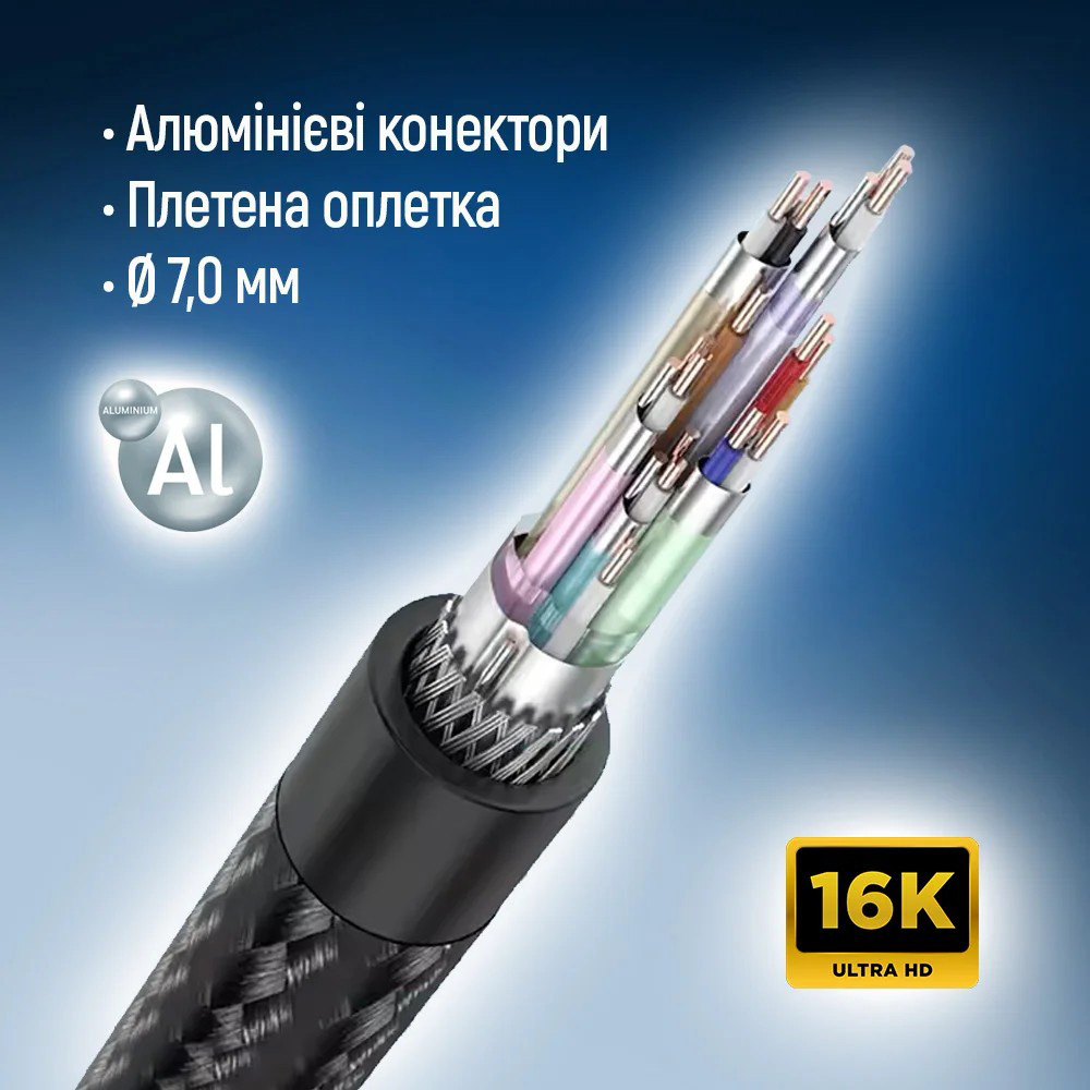 Кабель COLORWAY 16K 60Hz DisplayPort 3м Black (CW-CBDP092-BK)