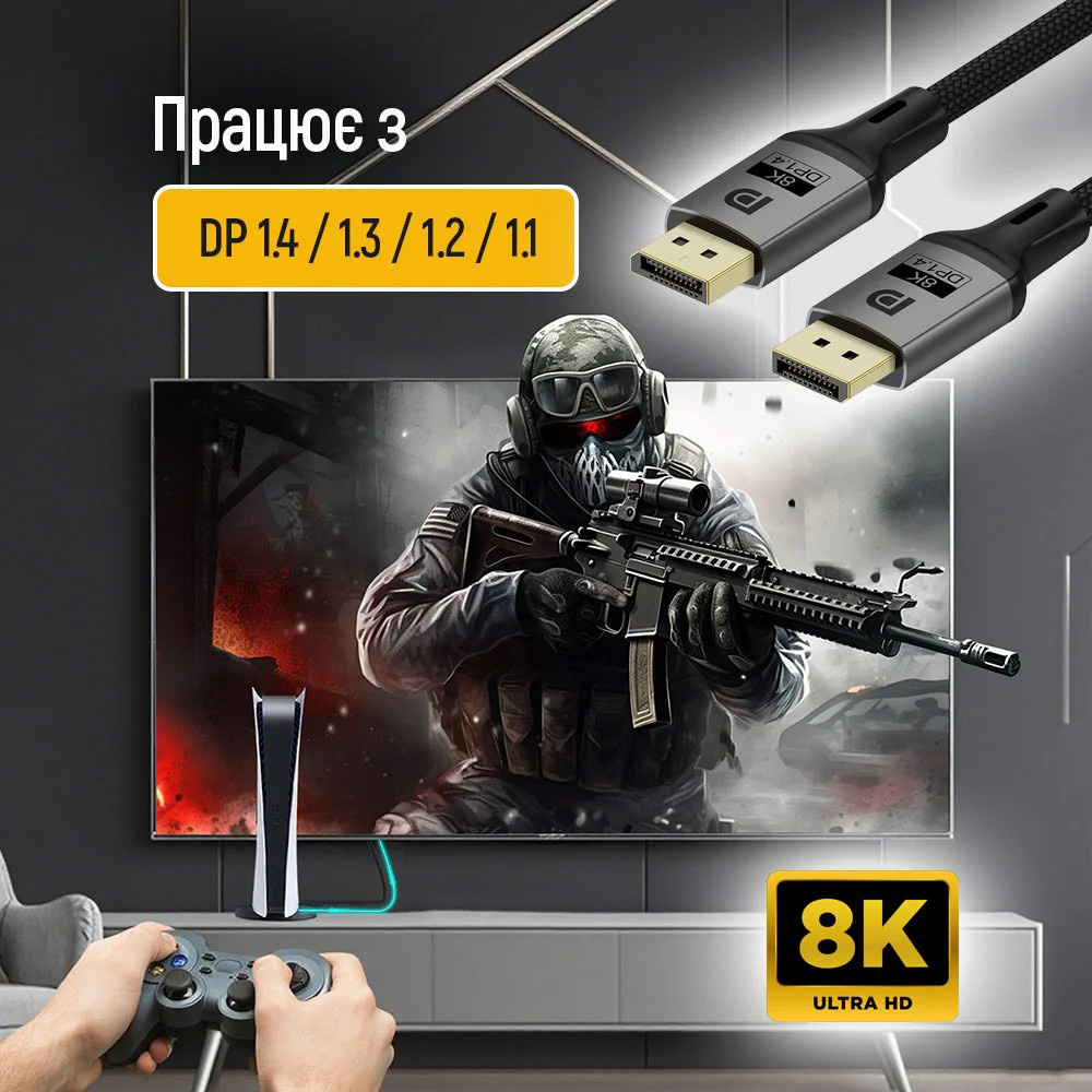Кабель COLORWAY 8K 60Hz DisplayPort 3м Black (CW-CBDP094-BK)