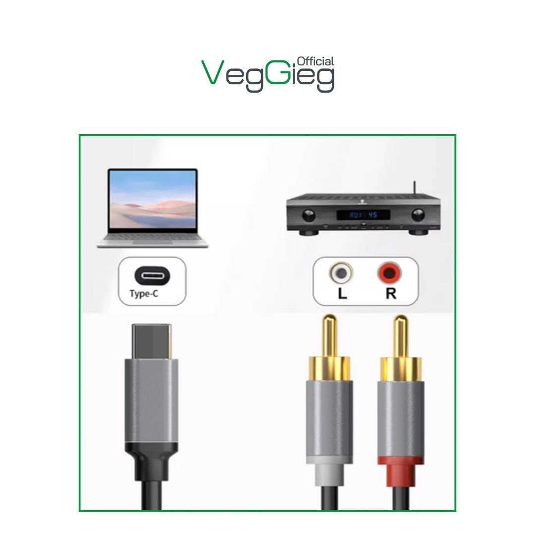 Кабель VEGGIEG V-A621 USB-C - 2xRCA 1.5м Black