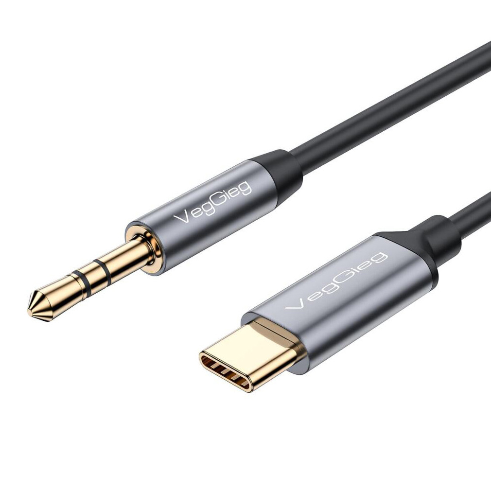 Кабель VEGGIEG V-A624 AUX USB-C to 3.5mm 1м Black