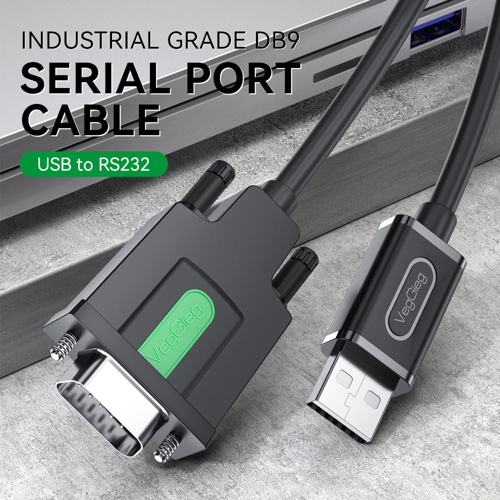 Кабель VEGGIEG V-U401 USB to RS-232 1.5м Black