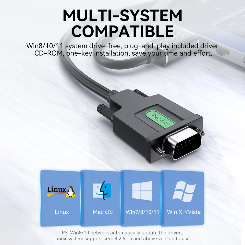 Кабель VEGGIEG V-U401 USB to RS-232 1.5м Black