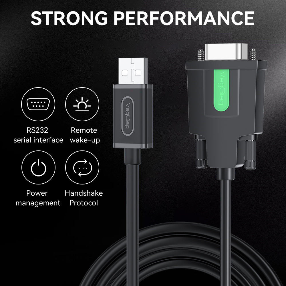 Кабель VEGGIEG V-U401 USB to RS-232 1.5м Black